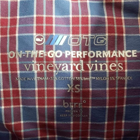 Vineyard Vines Performance Shirt Mens XS Blue & Red Plaid LS Button Up Shirt New - Picture 7 of 13